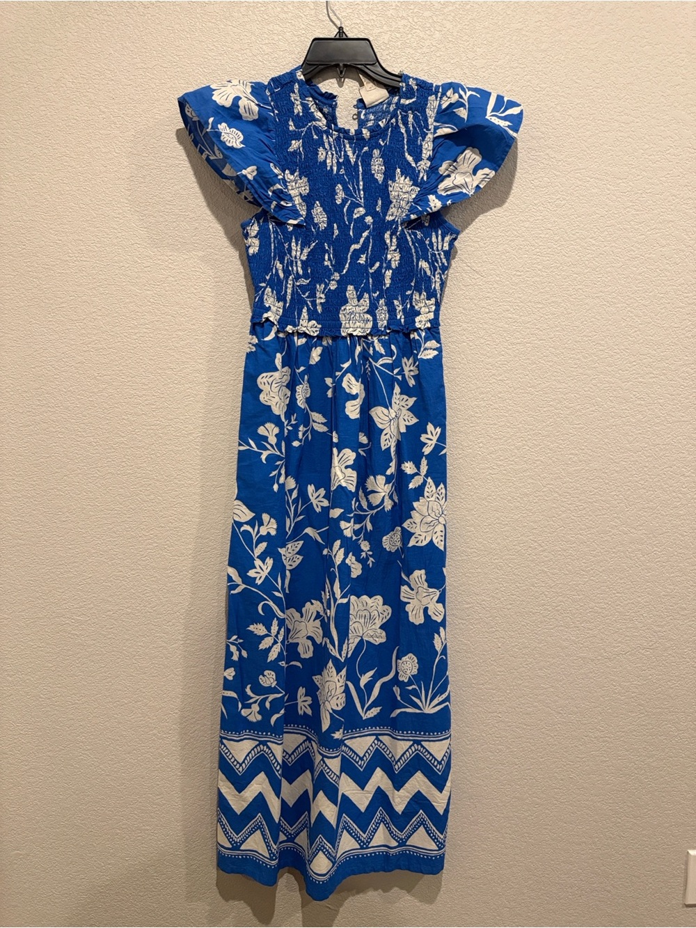 St. John's Bay Royal Blue and White Smocked Summer Dress